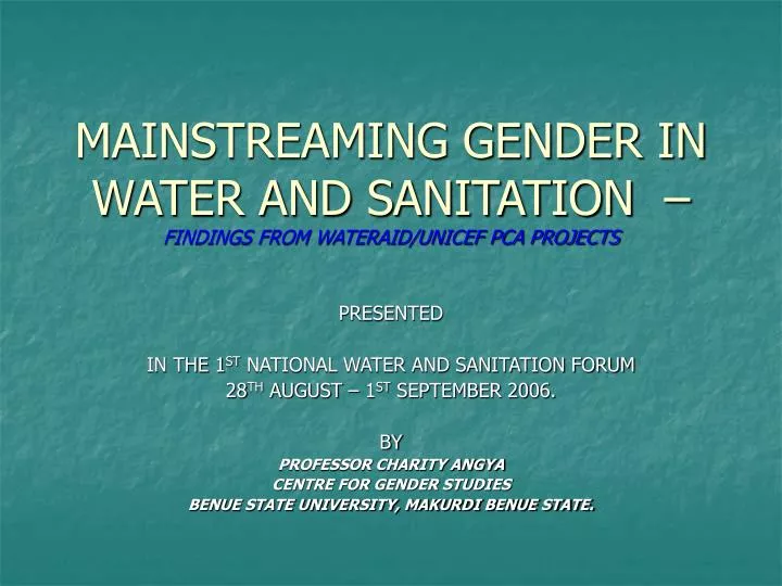 mainstreaming gender in water and sanitation findings from wateraid unicef pca projects