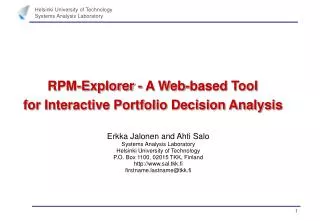 RPM-Explorer - A Web-based Tool for Interactive Portfolio Decision Analysis