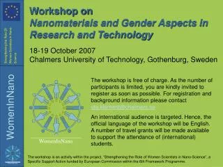 Workshop on Nanomaterials and Gender Aspects in Research and Technology