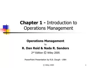 Chapter 1 - Introduction to Operations Management