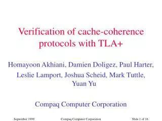 Verification of cache-coherence protocols with TLA+