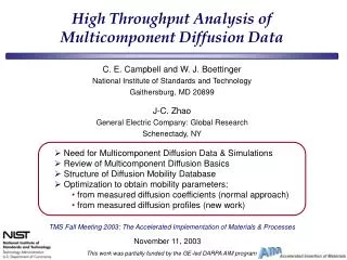 High Throughput Analysis of Multicomponent Diffusion Data