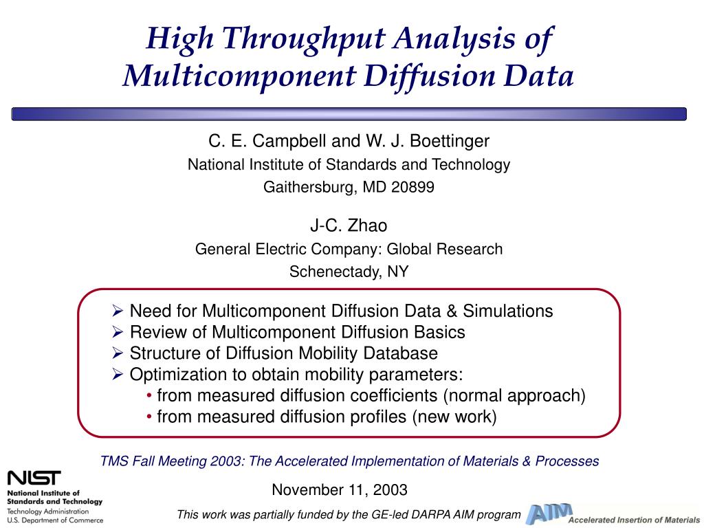 PPT - High Throughput Analysis of Multicomponent Diffusion Data ...