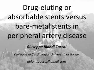 Drug-eluting or absorbable stents versus bare-metal stents in peripheral artery disease