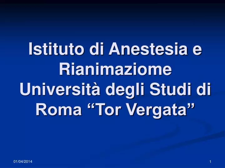 istituto di anestesia e rianimaziome universit degli studi di roma tor vergata