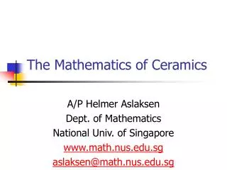 The Mathematics of Ceramics