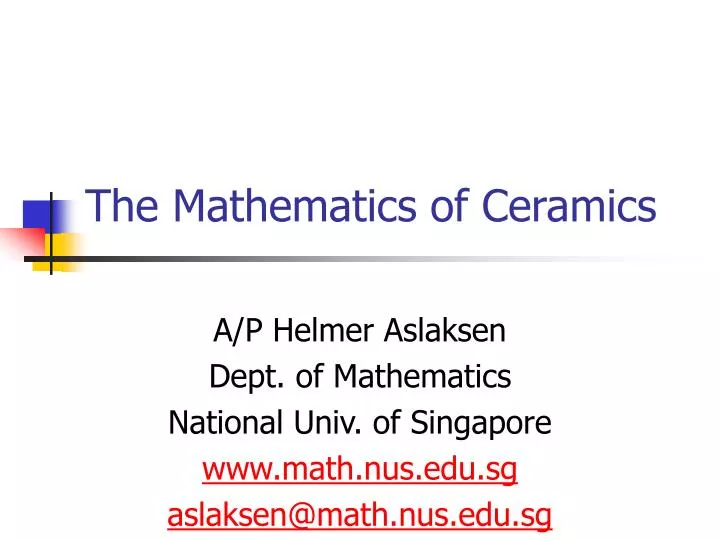the mathematics of ceramics