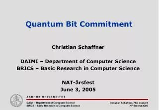 Quantum Bit Commitment