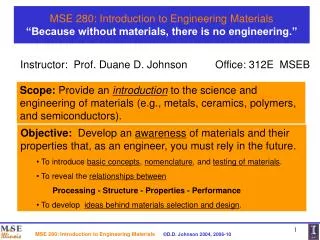 MSE 280: Introduction to Engineering Materials “Because without materials, there is no engineering.”