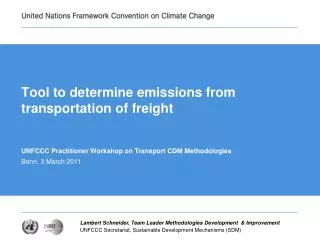 Tool to determine emissions from transportation of freight