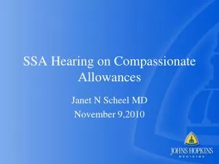 SSA Hearing on Compassionate Allowances