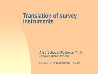 Translation of survey instruments
