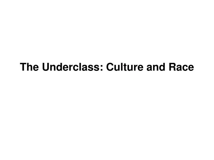 the underclass culture and race