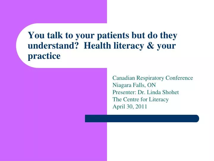 you talk to your patients but do they understand health literacy your practice