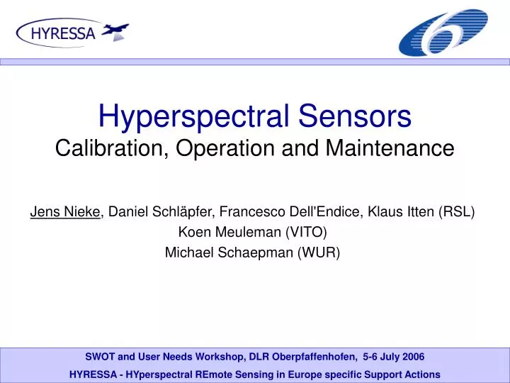 hyperspectral sensors calibration operation and maintenance