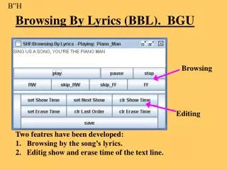 Browsing By Lyrics (BBL). BGU