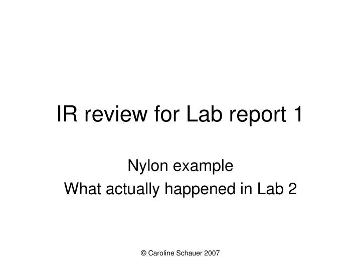 ir review for lab report 1