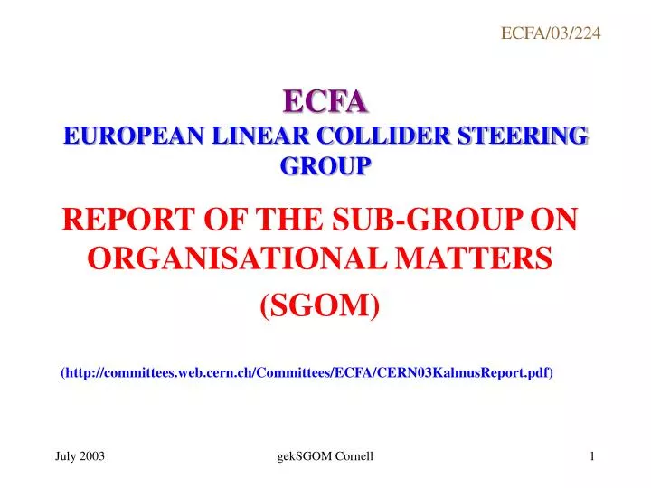 ecfa european linear collider steering group