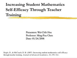 Increasing Student Mathematics Self-Efficacy Through Teacher Training