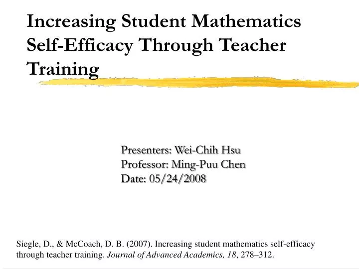 increasing student mathematics self efficacy through teacher training