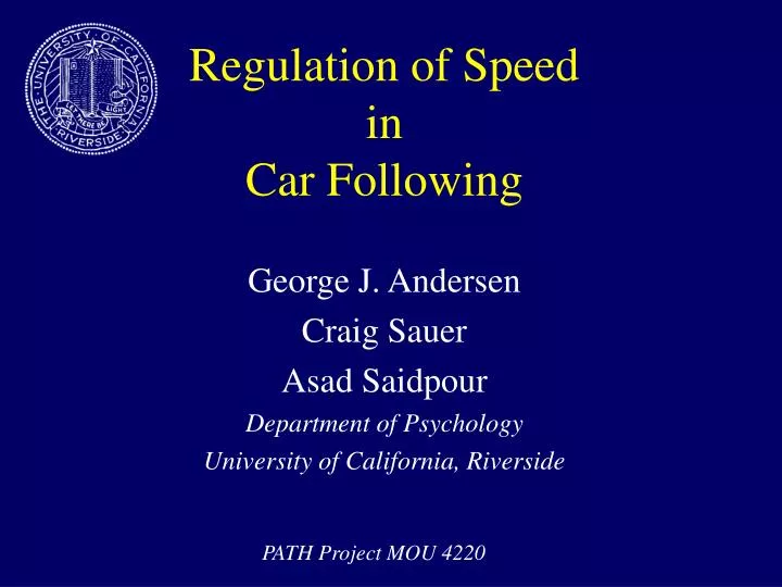 regulation of speed in car following