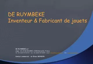DE RUYMBEKE Inventeur &amp; Fabricant de jouets
