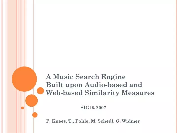a music search engine built upon audio based and web based similarity measures
