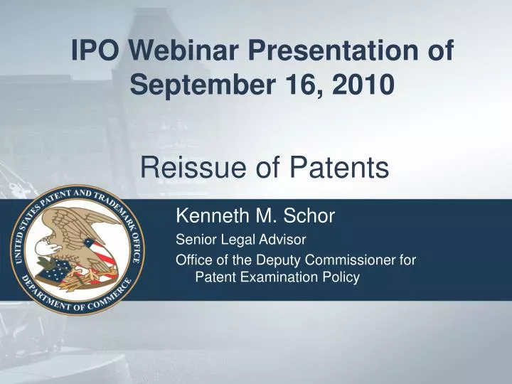 reissue of patents