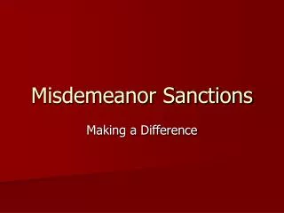 Misdemeanor Sanctions