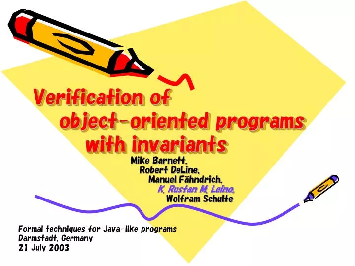 verification of object oriented programs with invariants