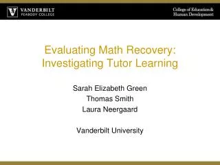 Evaluating Math Recovery: Investigating Tutor Learning