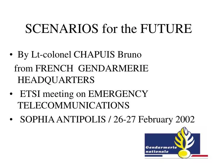 scenarios for the future