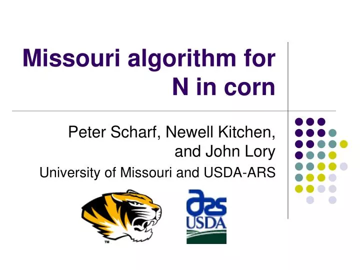 missouri algorithm for n in corn