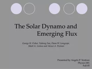 The Solar Dynamo and Emerging Flux