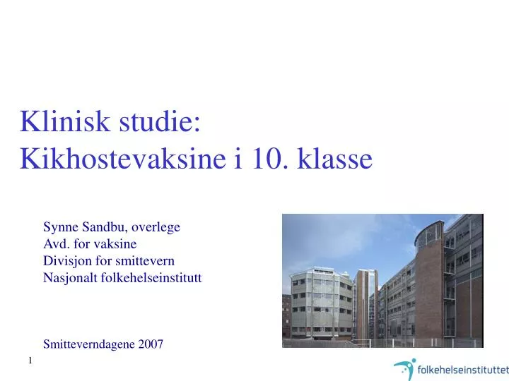 klinisk studie kikhostevaksine i 10 klasse