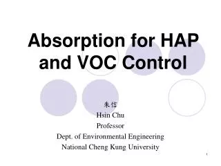 Absorption for HAP and VOC Control