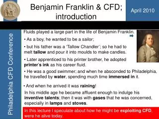 Benjamin Franklin &amp; CFD; introduction