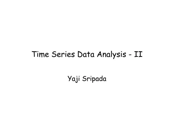 time series data analysis ii