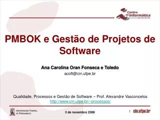 PMBOK e Gestão de Projetos de Software