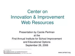 center on innovation improvement web resources