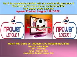 MK Dons vs Oldham Live Online HD VIDEO TV