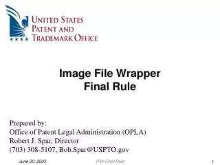 Image File Wrapper Final Rule