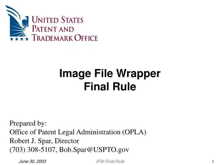 image file wrapper final rule