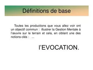 d finitions de base
