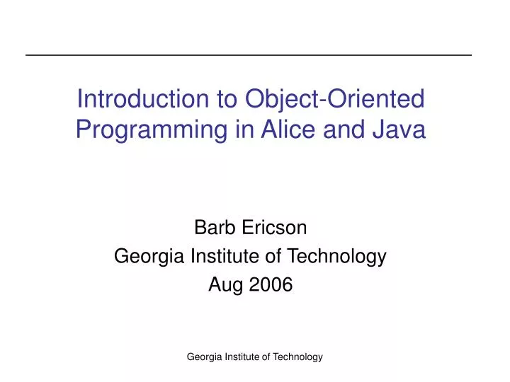 introduction to object oriented programming in alice and java
