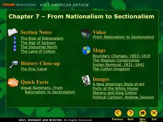 Chapter 7 – From Nationalism to Sectionalism