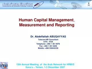 Human Capital Management , Measurement and Reporting