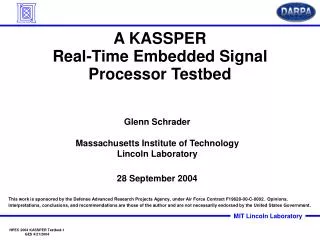 A KASSPER Real-Time Embedded Signal Processor Testbed