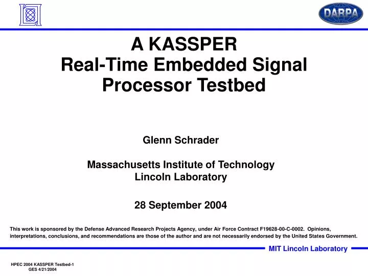 a kassper real time embedded signal processor testbed