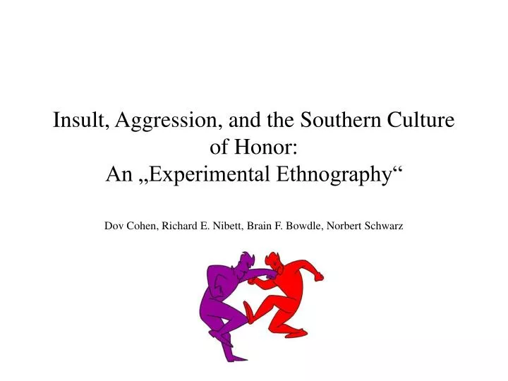 insult aggression and the southern culture of honor an experimental ethnography